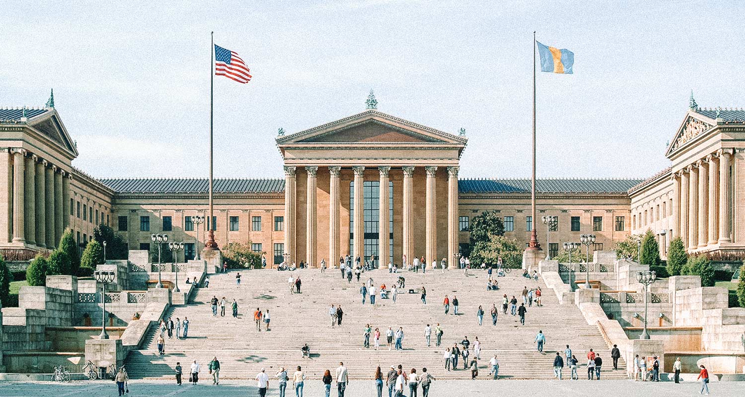 Fachada do Museu de Arte da Filadélfia, Pensilvânia, quinta maior cidade dos Estados Unidos