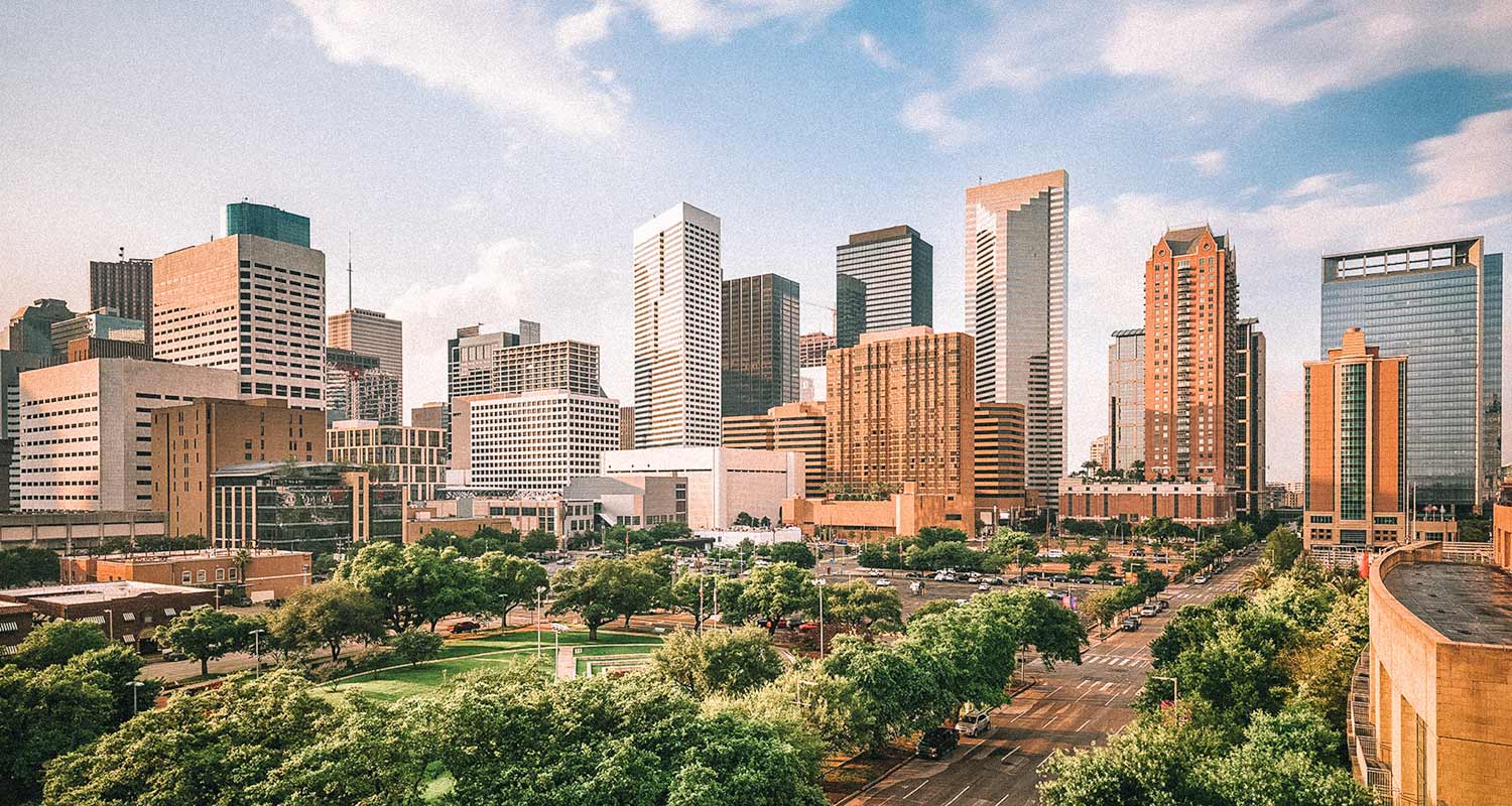 Vista panorâmica da quarta maior cidade dos Estados Unidos: Houston, Texas