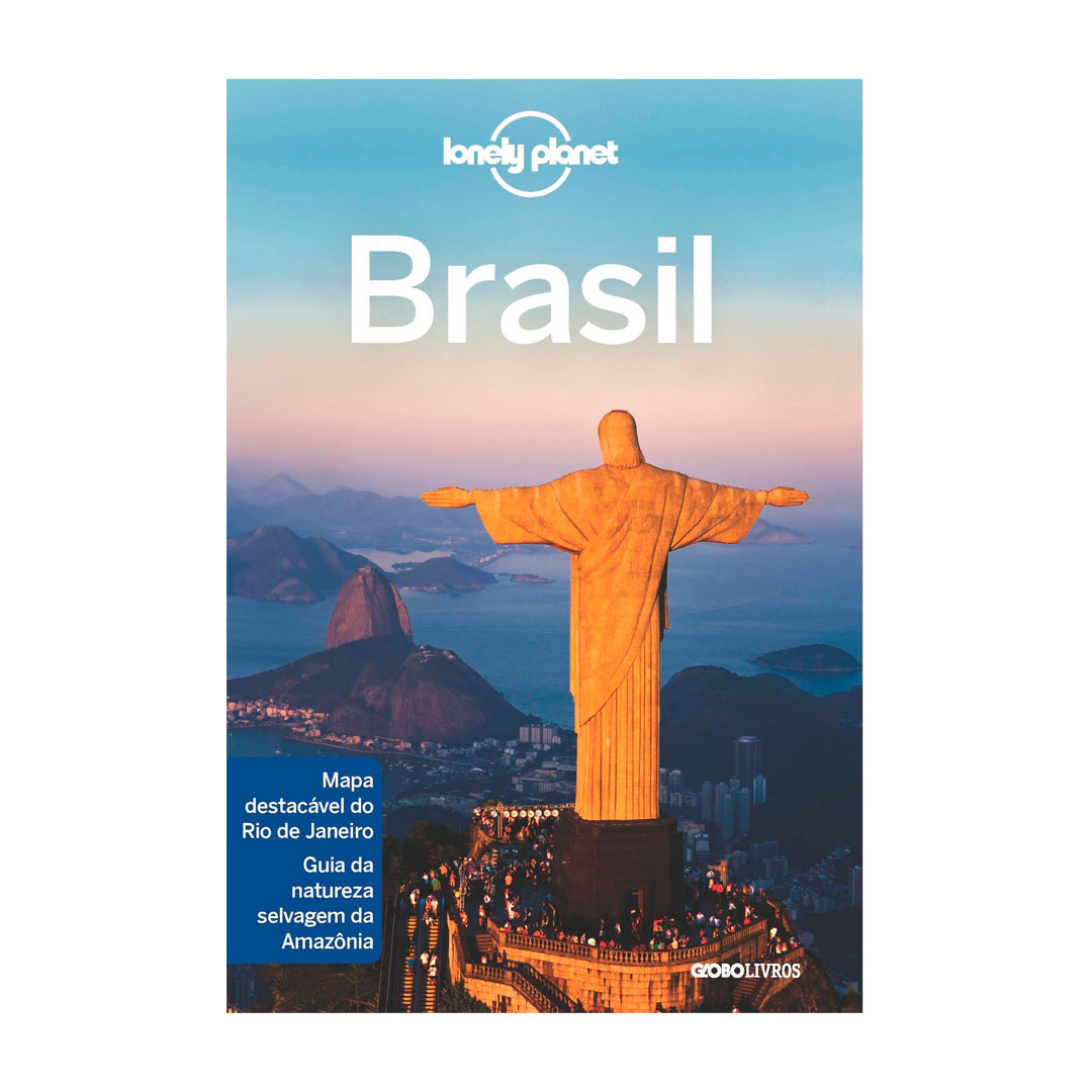 Guia lonely planet brasil com o Cristo Redentor na capa