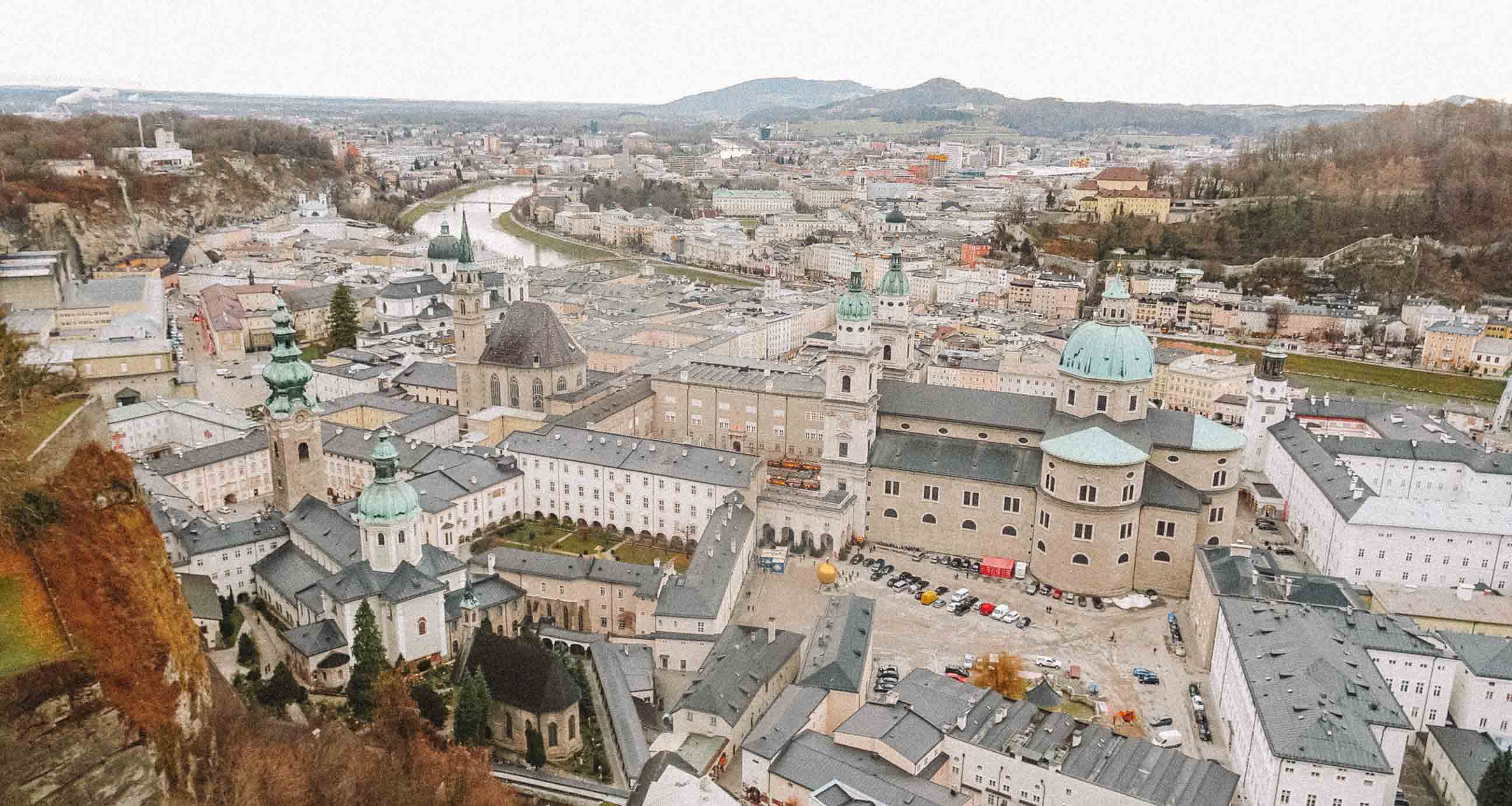Imagem panorâmica de Salzburgo, na Áustria