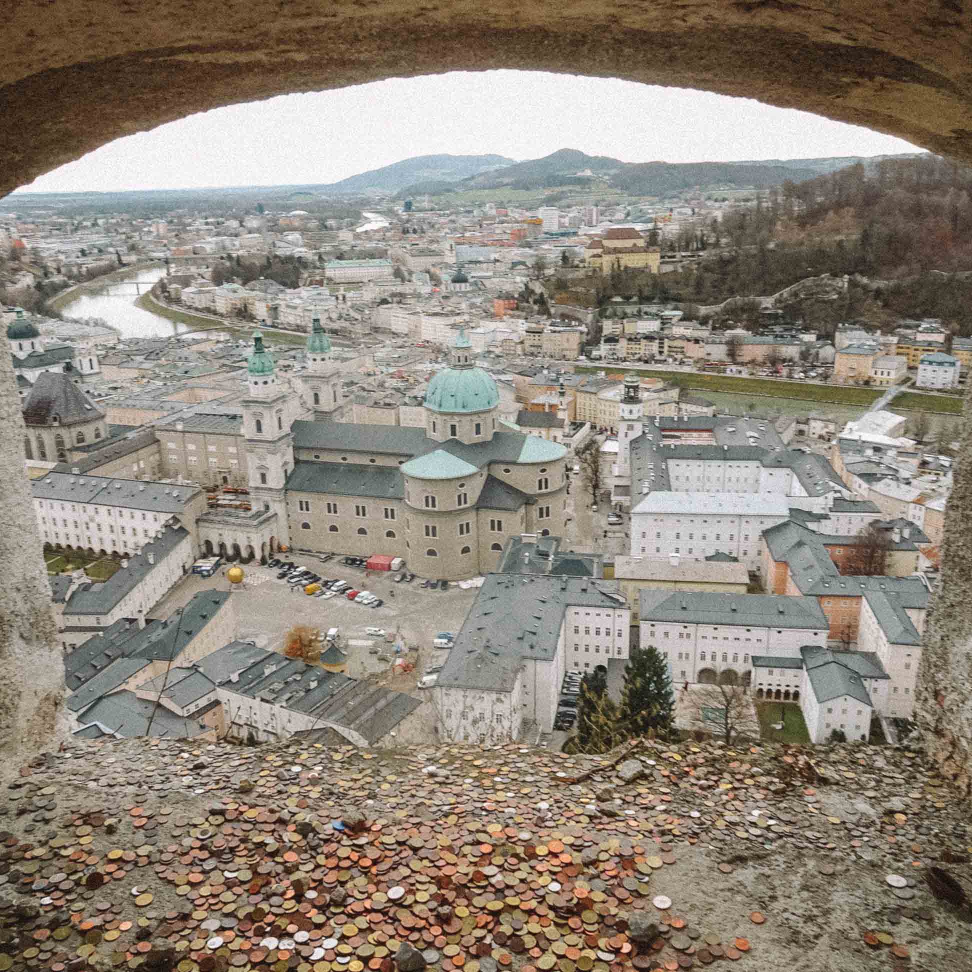 Vista da Fortaleza para a Catedral de Salzburgo