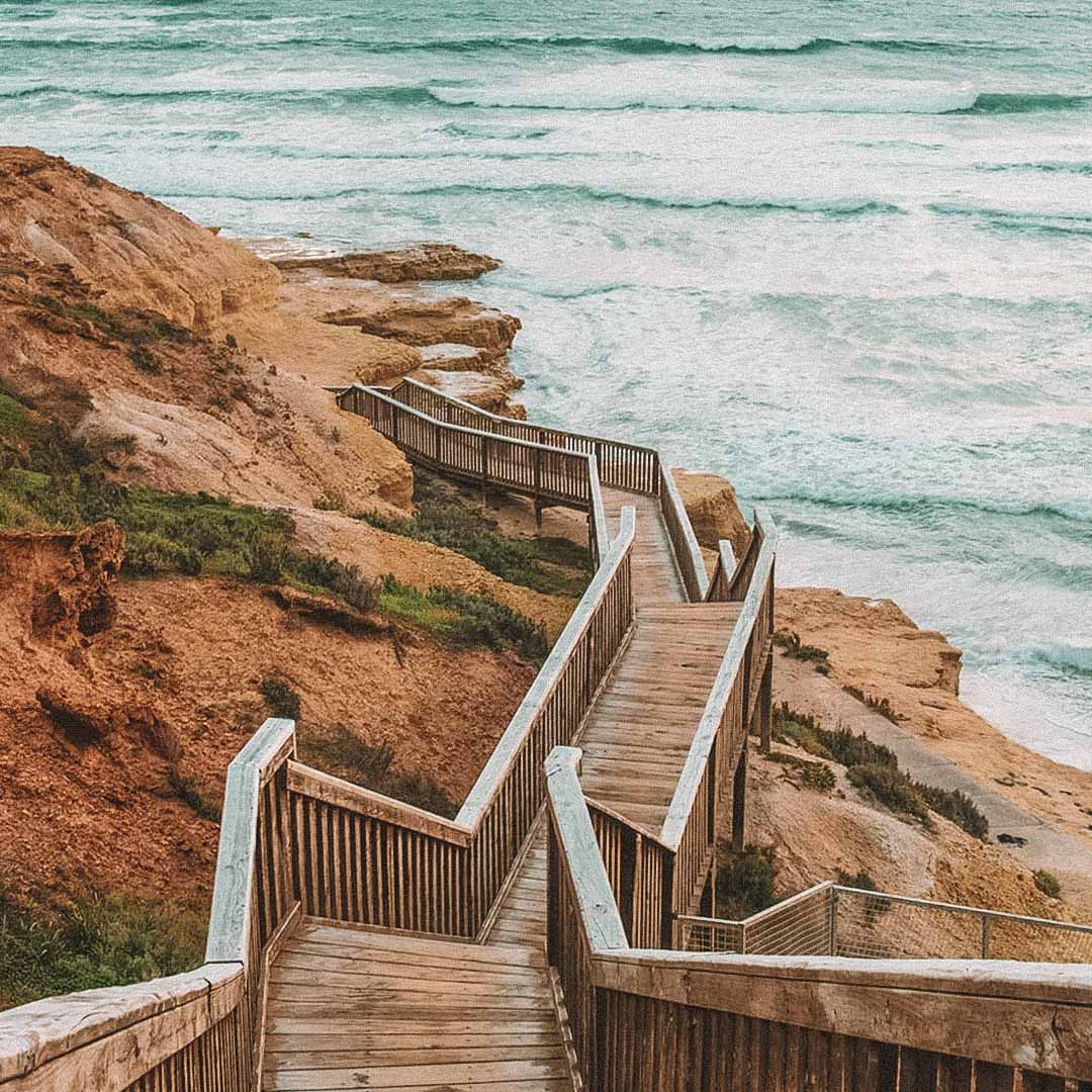 escadas na praia em Adelaide na australia