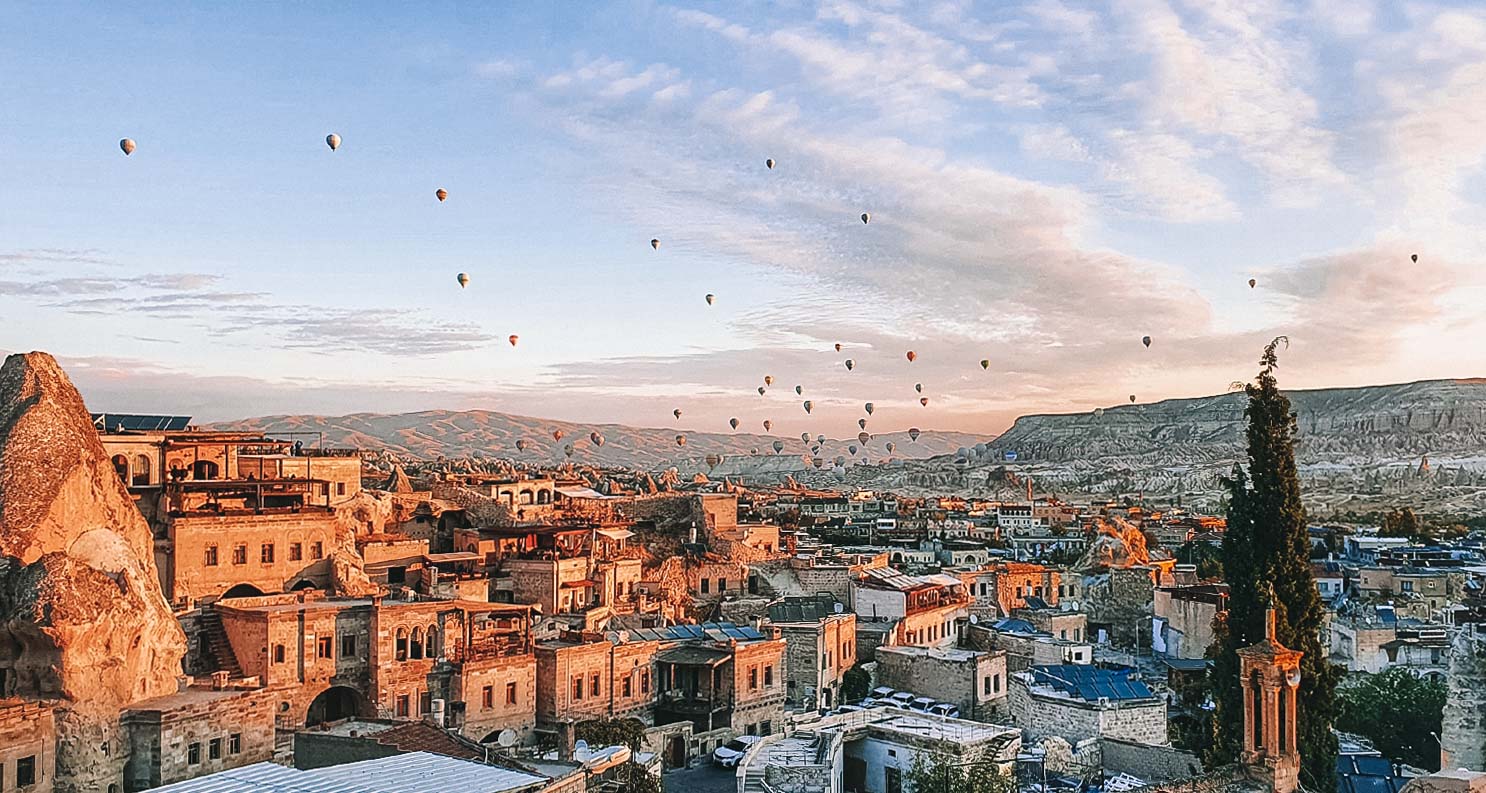 vista dos balões de gorem na Turquia