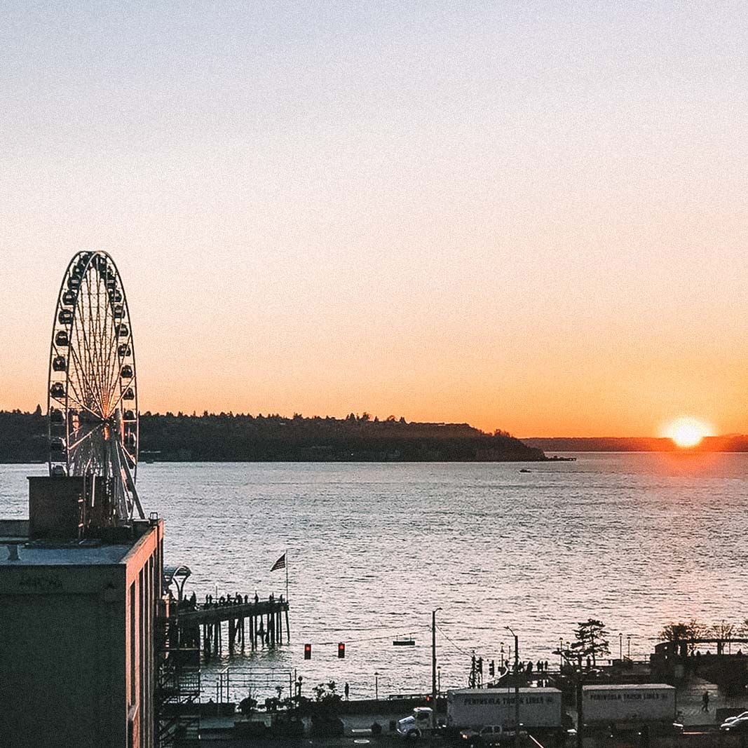 pôr do sol Seattle Waterfront
