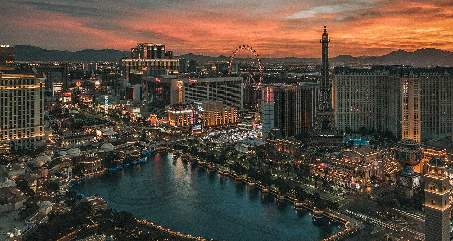 Visão aérea de Las Vegas ao entardecer