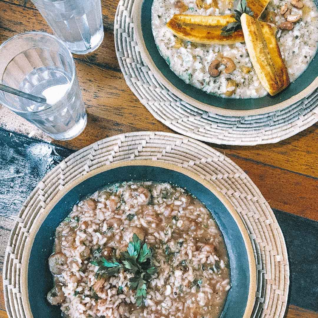 risoto de camarão e banana na villa sape