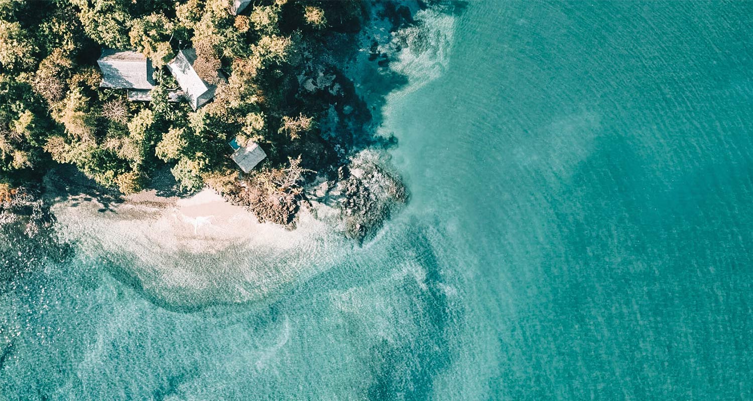 Visão aérea islas secas, no Panamá