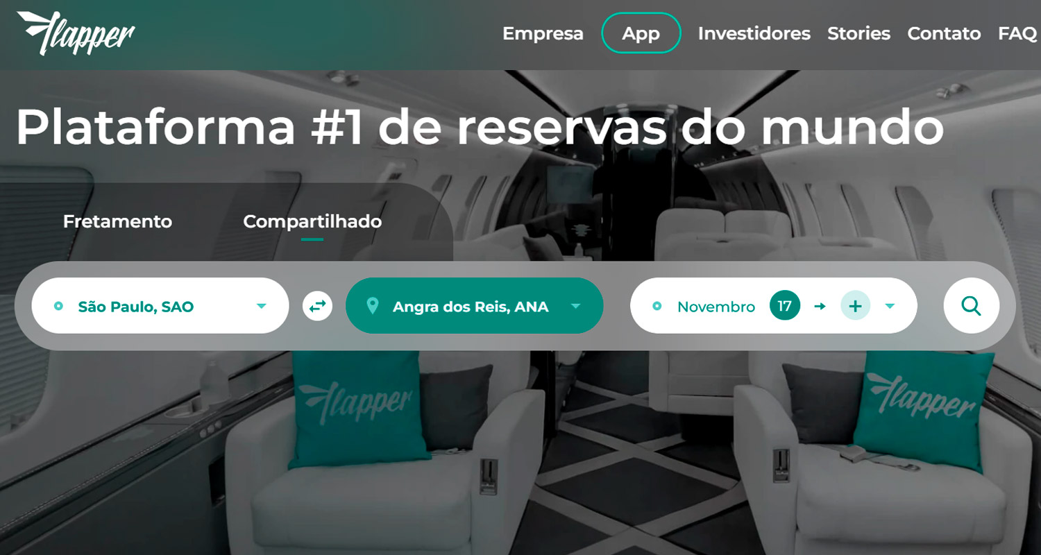 site da flapper para fretar um avião