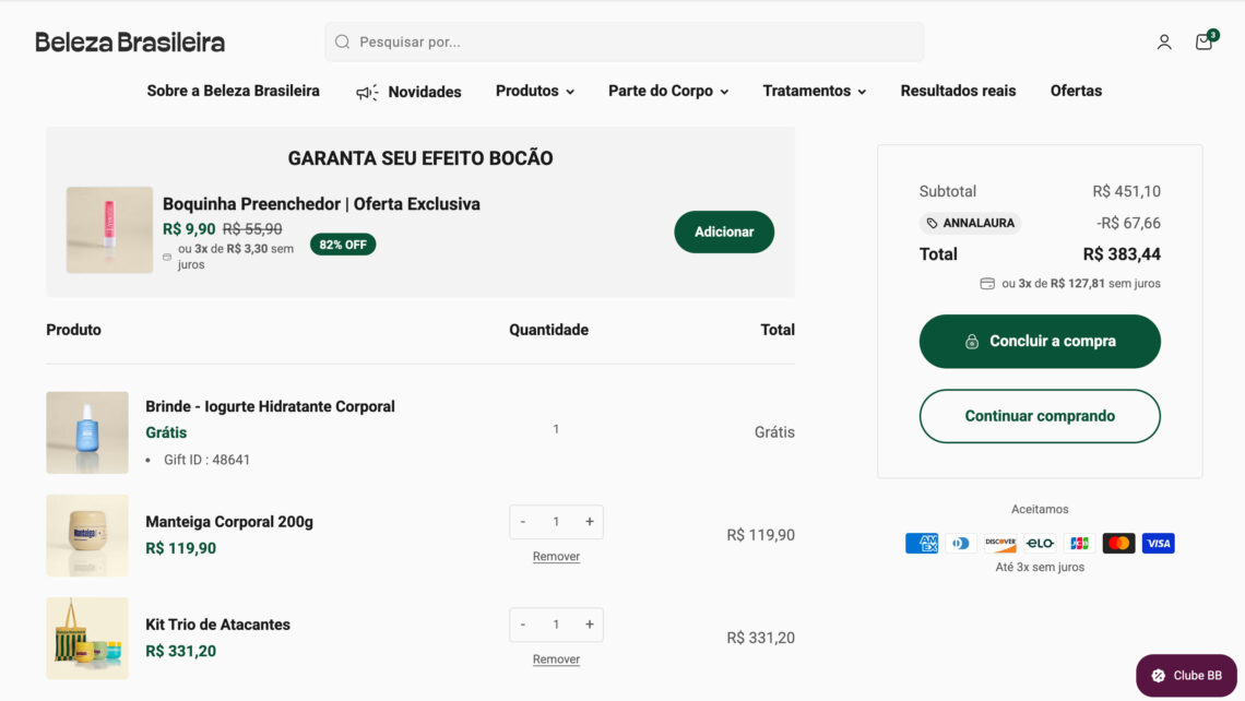 passo a passo de como usar o cupom de desconto beleza brasileira ANNALAURA