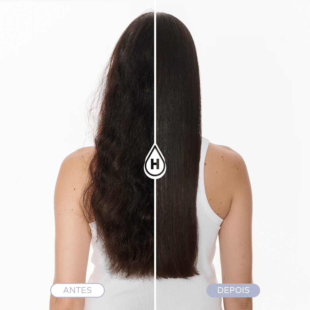 antes e depois da linha antifrizz hidratei
