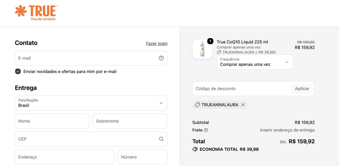 cupom de desconto true TRUEANNALAURA